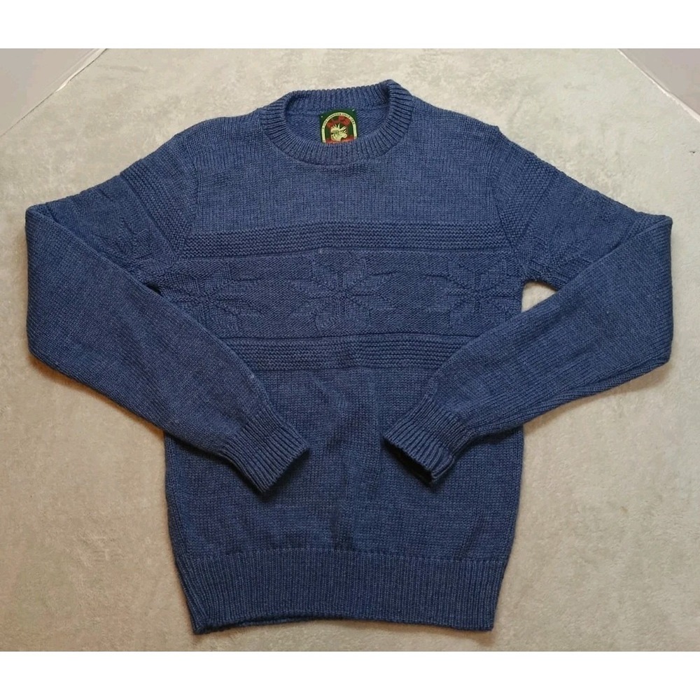 Vintage Pure Wool Women's Sweater Snowflake Themed Blue Alps Rugged Outdoors